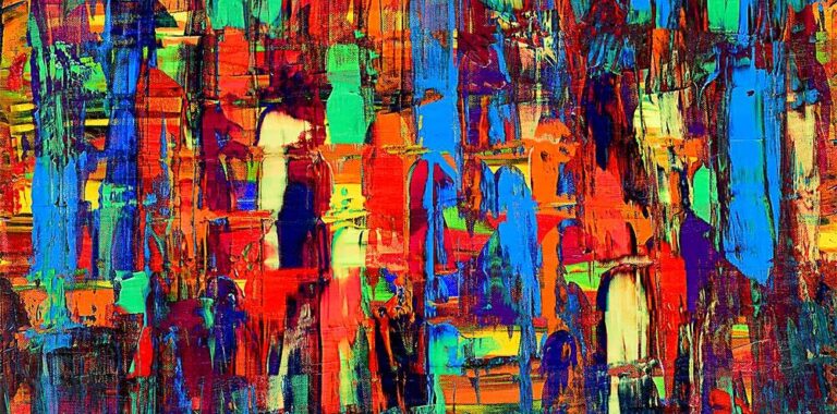 Canvas billede med flot moderne abstrakt kunst - Fireflies I