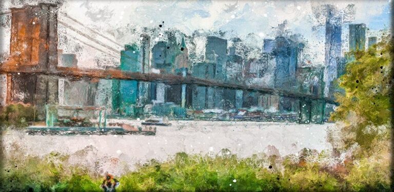 Lærredsbillede New York Brooklyn Bridge skyline