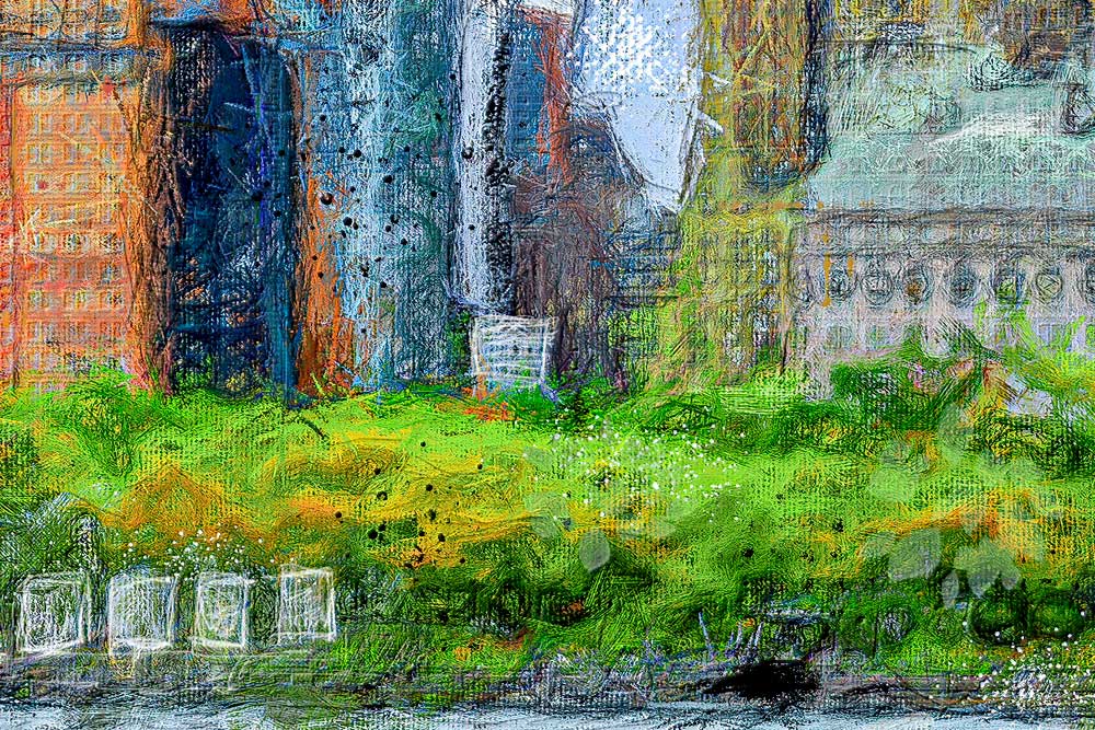 Detaljer lærredstryk New York storby havn