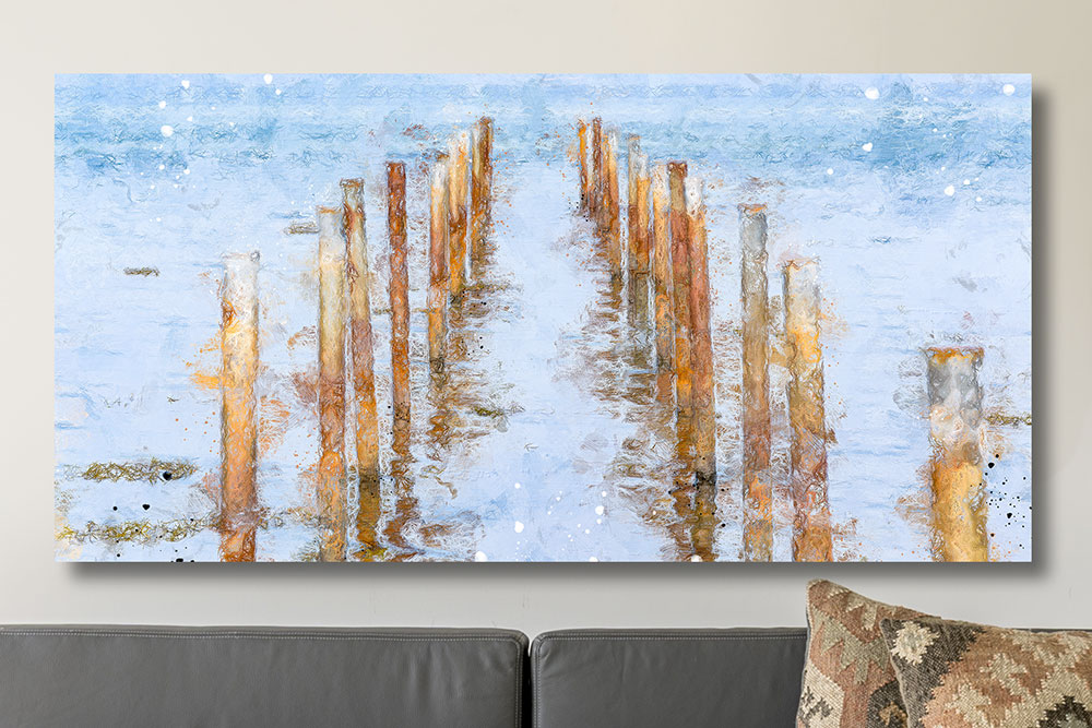 Store lærredstryk - lærredsbillede strand ved Vesterhavet til væggen 75x150 cm