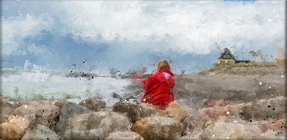 Lærredsbillede strand ved Vestkysten