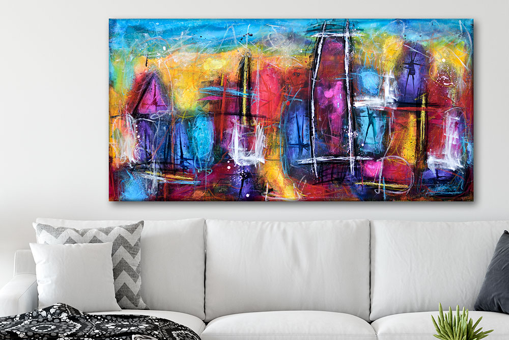 Maleri med farver til væggen i stuen Tro I 70x140 cm
