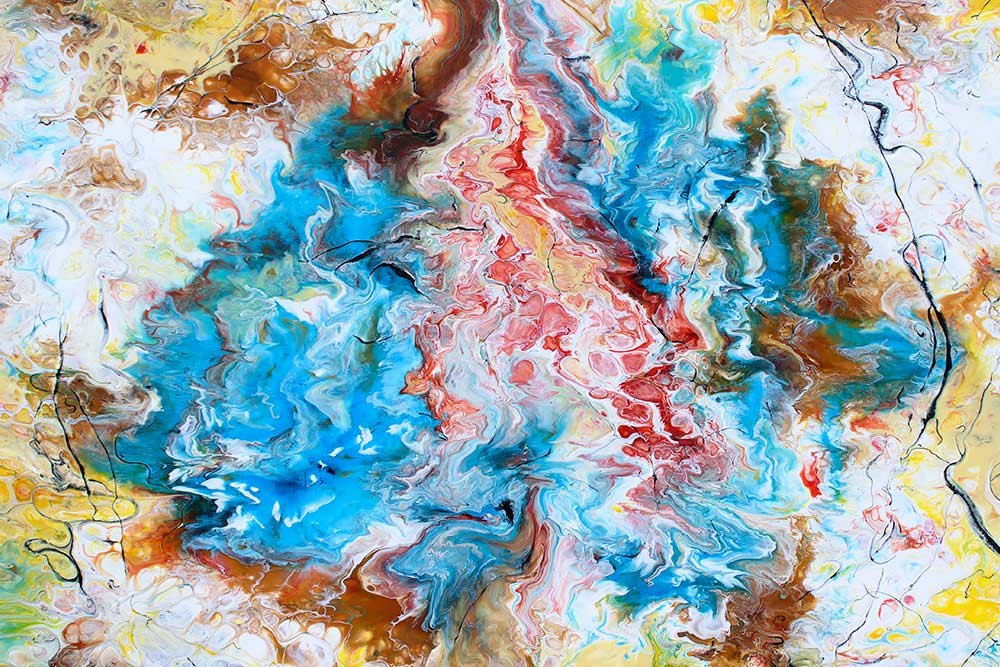 Aktuelt kunst maleri i moderne design med utallige detaljer Pulse V 100x100 cm