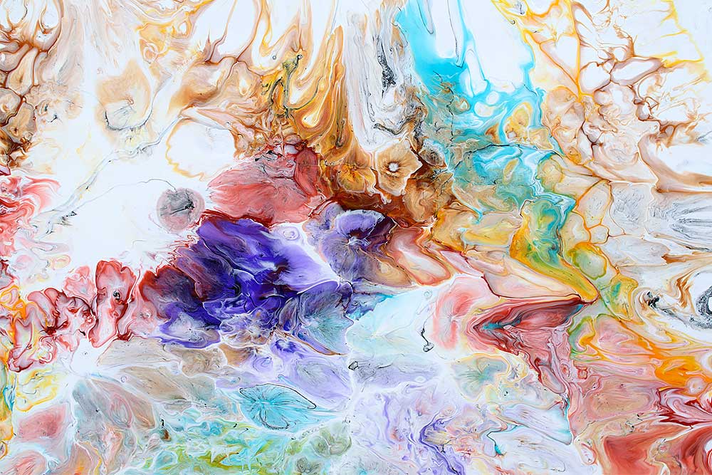 Detaljer af et flot abstrakt maleri Dune I 70x140 cm