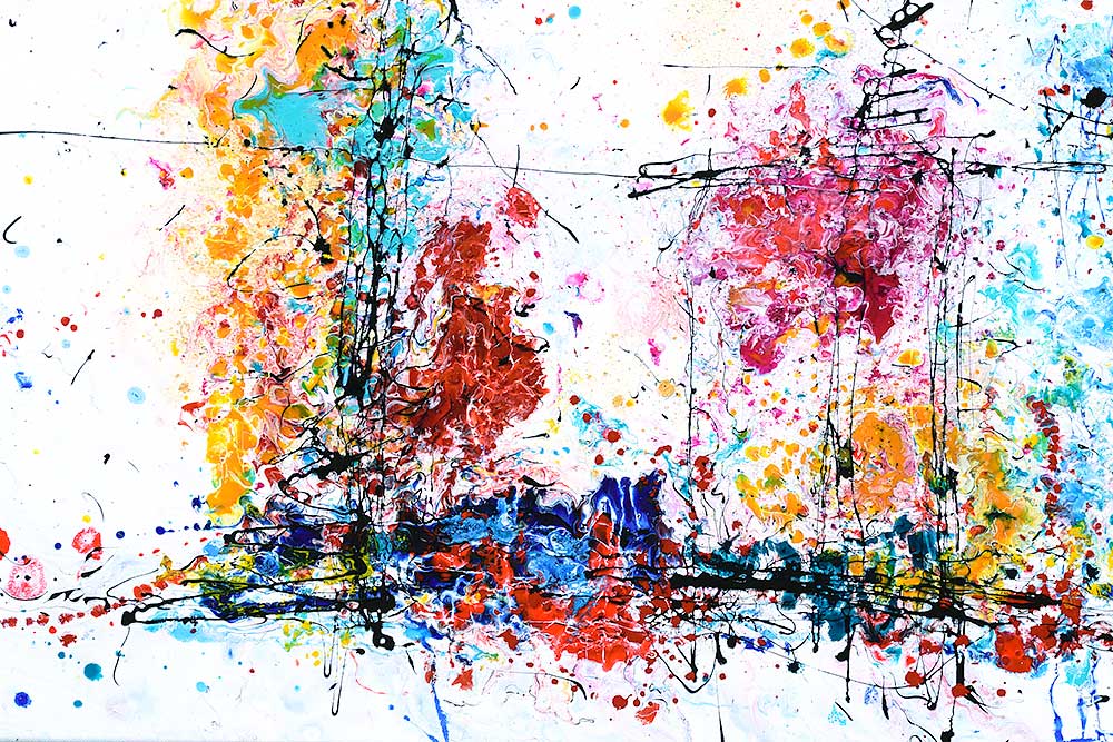 Udsnit af stort billede i flotte farver Eruption I 100x200 cm
