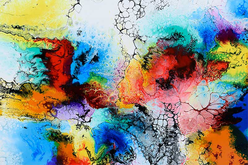 Detaljer af et stort maleri i moderne stil Elevation III 80x180 cm