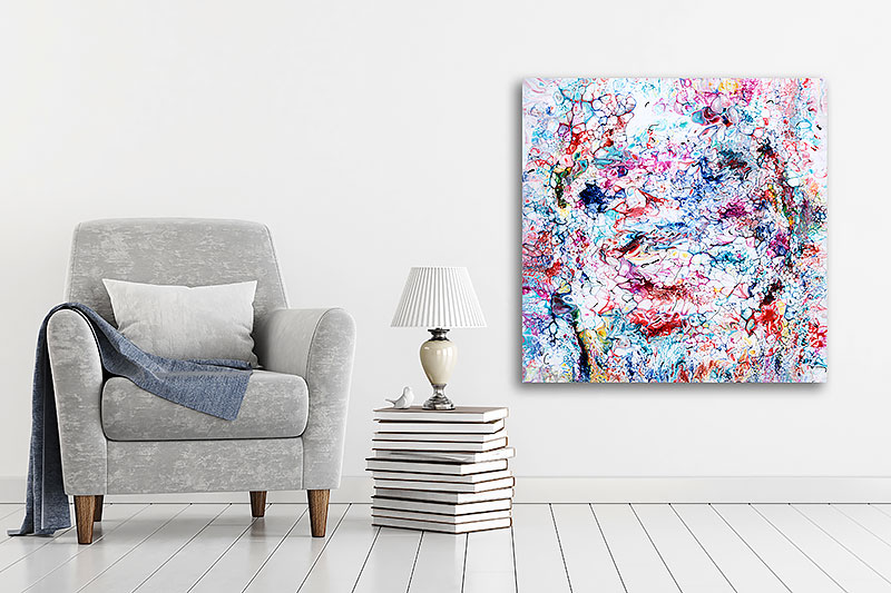 Maleri abstrakt kunst til læsestuen Prime V