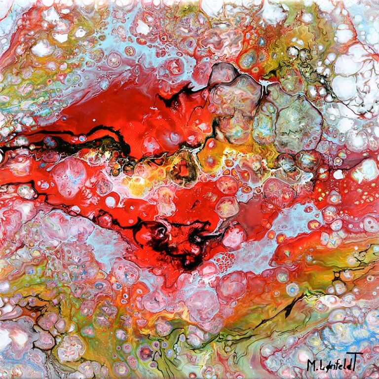 Maleri i røde farver Essence I 30x30 cm