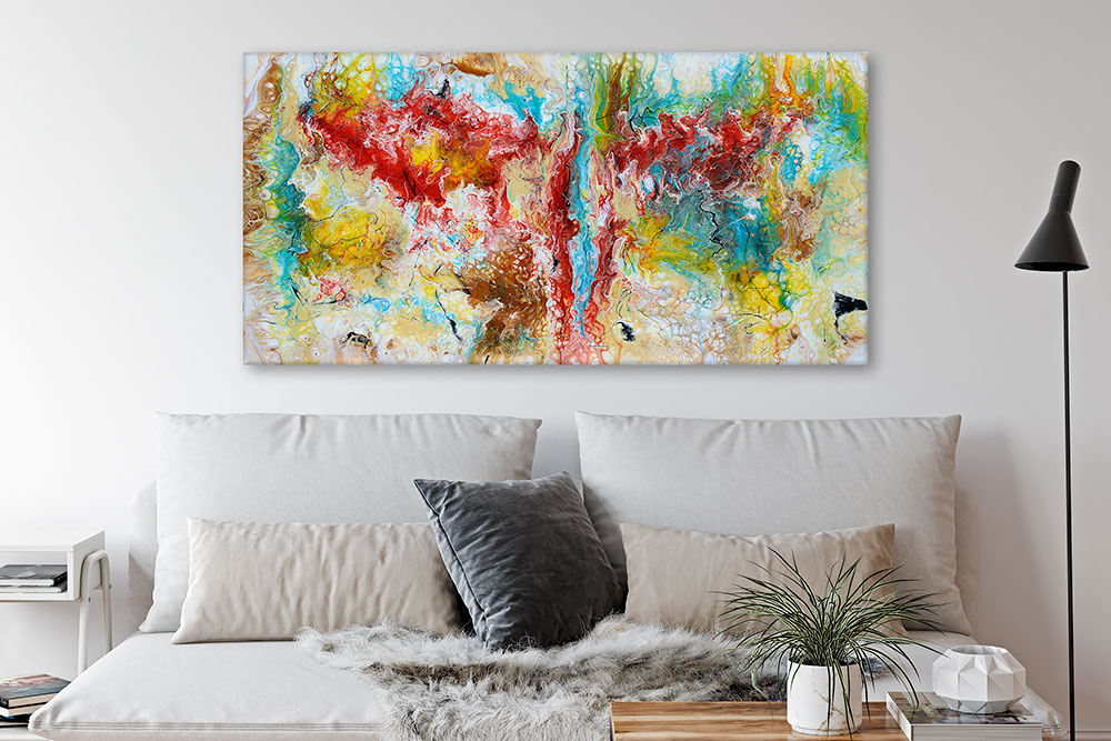 Moderne akrylbillede til stuen over sofaen Pulse III