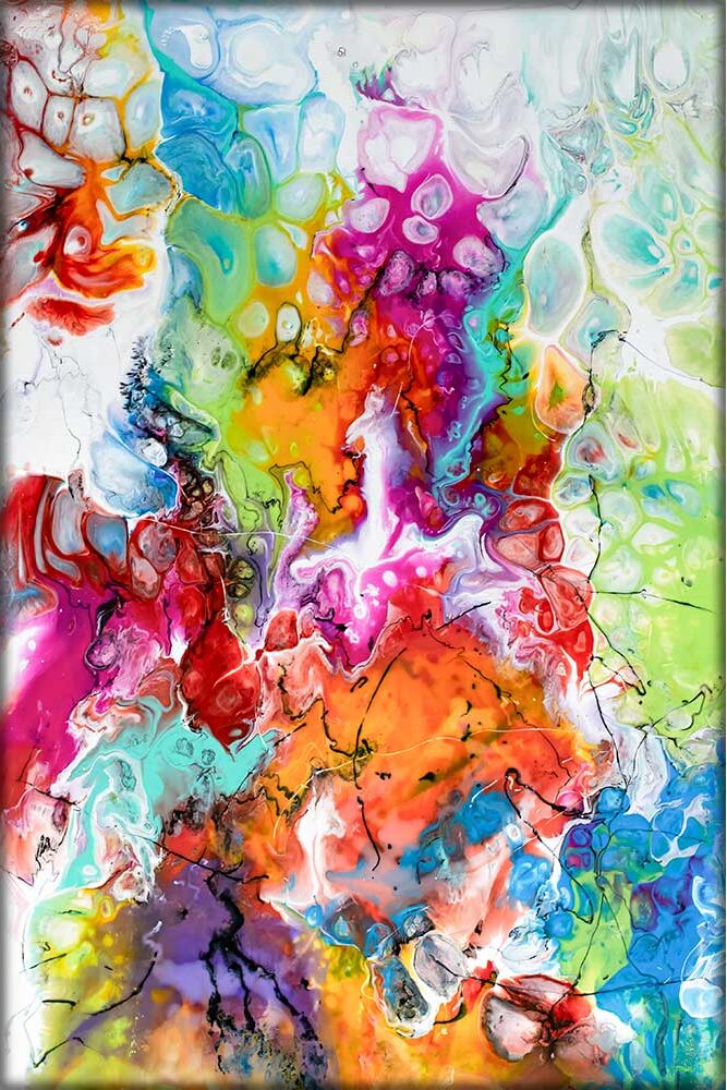 Farverigt tryk på canvas Fusion VII