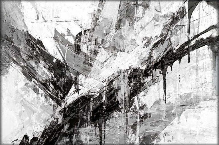 Lærredstryk sort hvid Charcoal III
