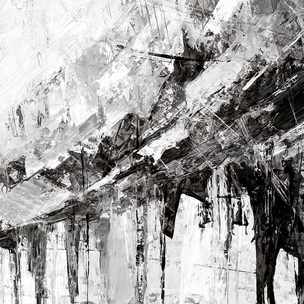 Sort hvid abstrakt plakat Charcoal II