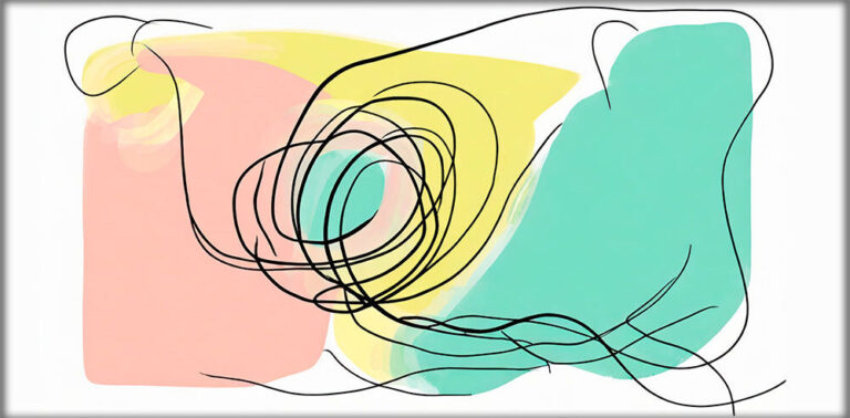 Stort lærredsprint minimalisme Doodles IV
