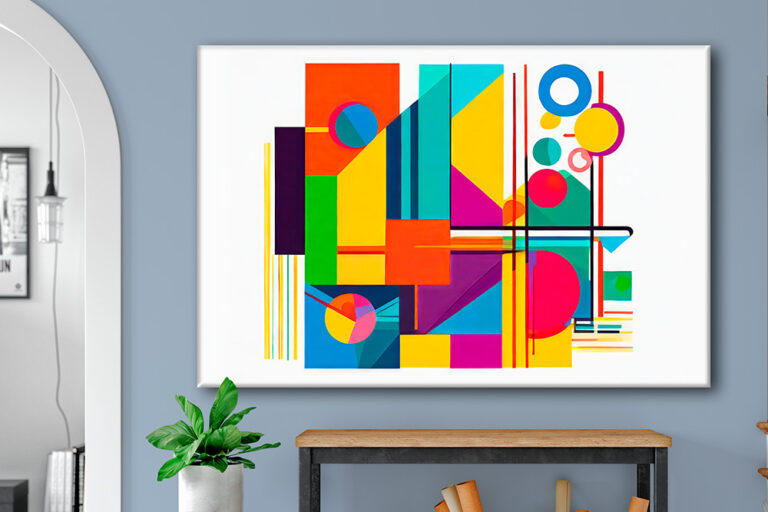 Farverig kunst i bauhaus stil