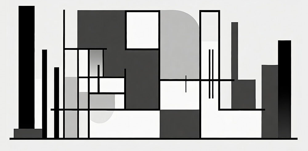 Stor sort hvid bauhaus plakat Pipes IV