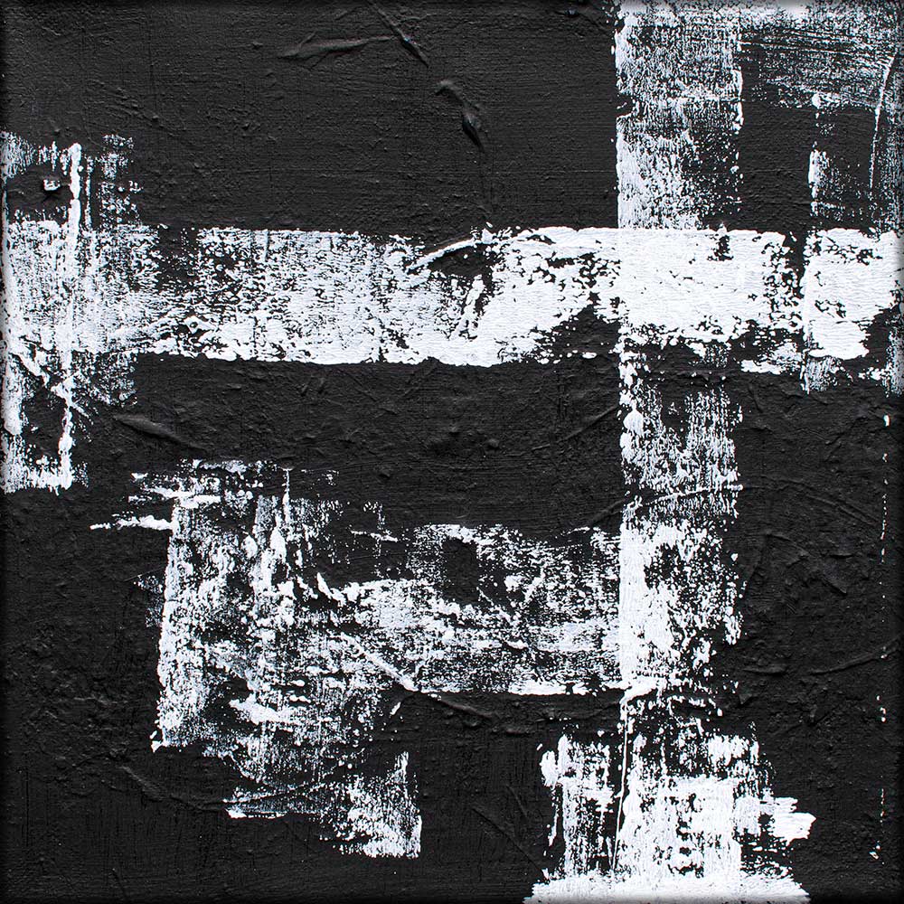 Minimalisme sort hvid akrylmaleri Onyx I