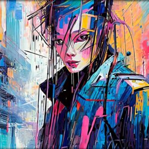 Cyberpunk kunst på lærred Blitz I