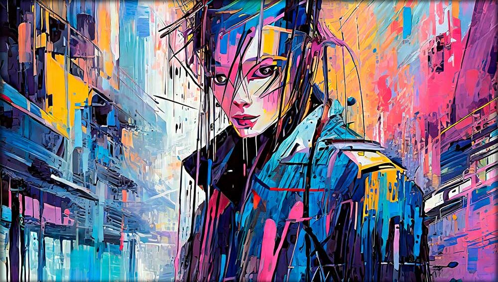 Cyberpunk kunst på lærred Blitz I