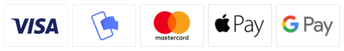 Betaling med VISA Mastercard Apple Pay Google Pay