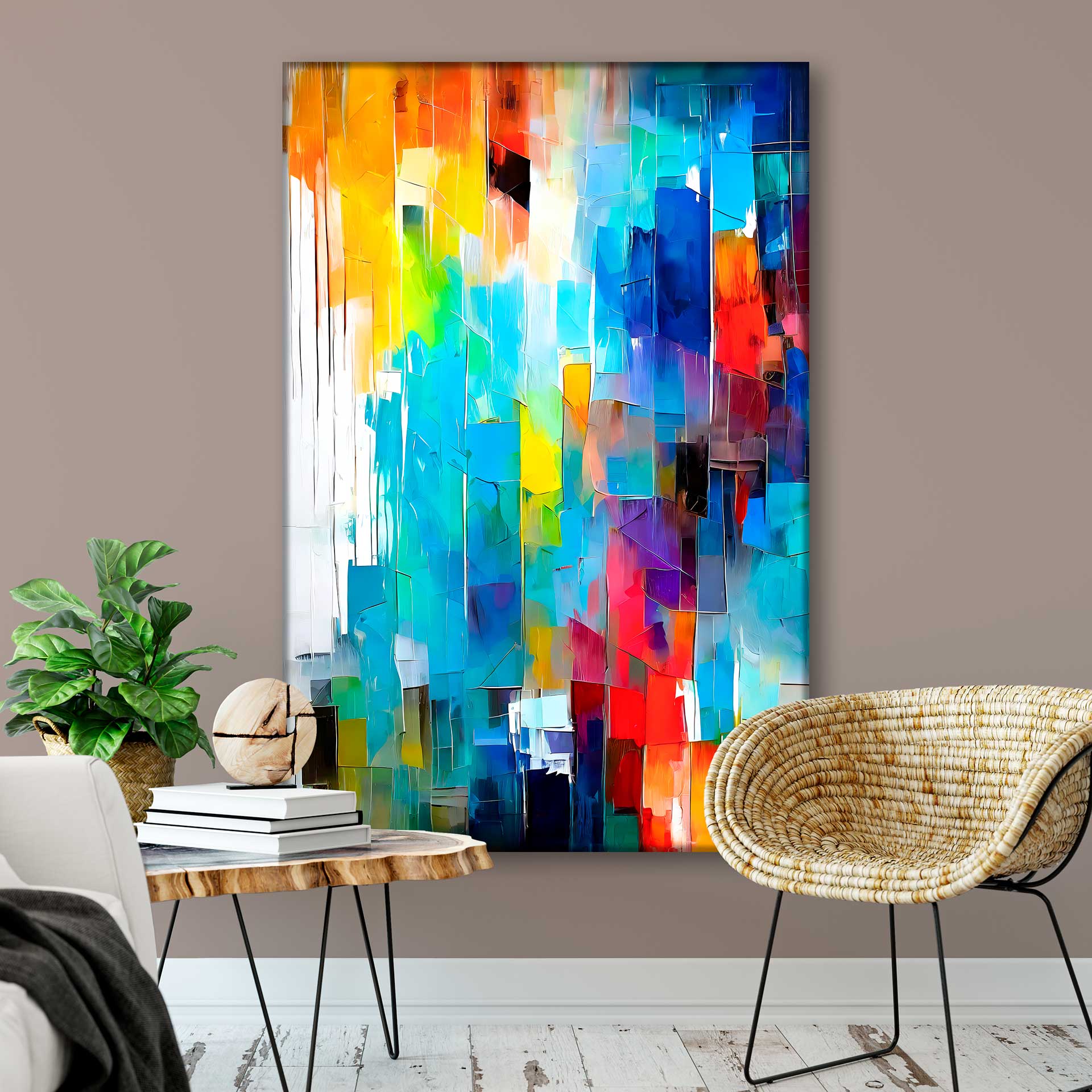 Kunst til væggen i flotte farver med abstrakte motiver